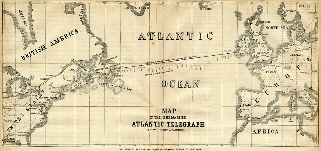 Map of Transatlantic Telegraph cable
